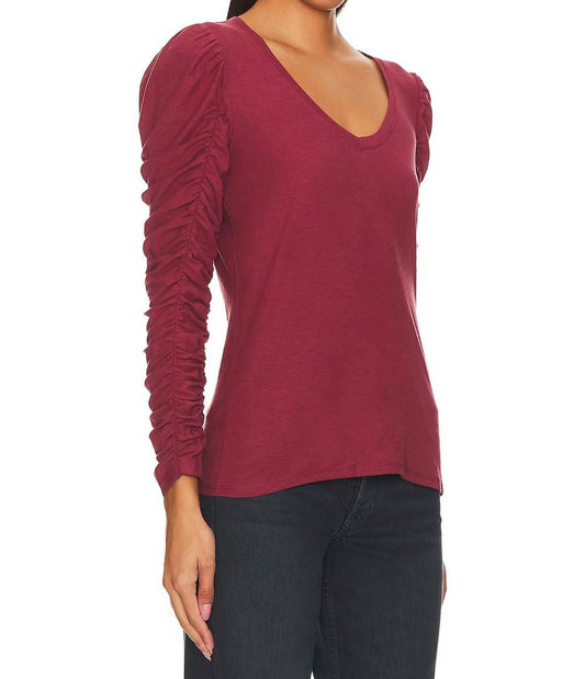 Nation Ltd - Renee Shirred Sleeve V-neck Top