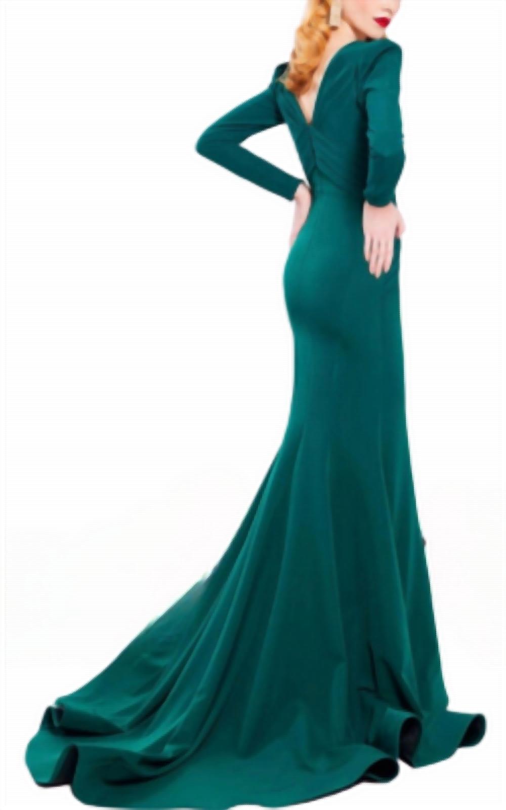Mnm Couture - Long Sleeve Gown With Train