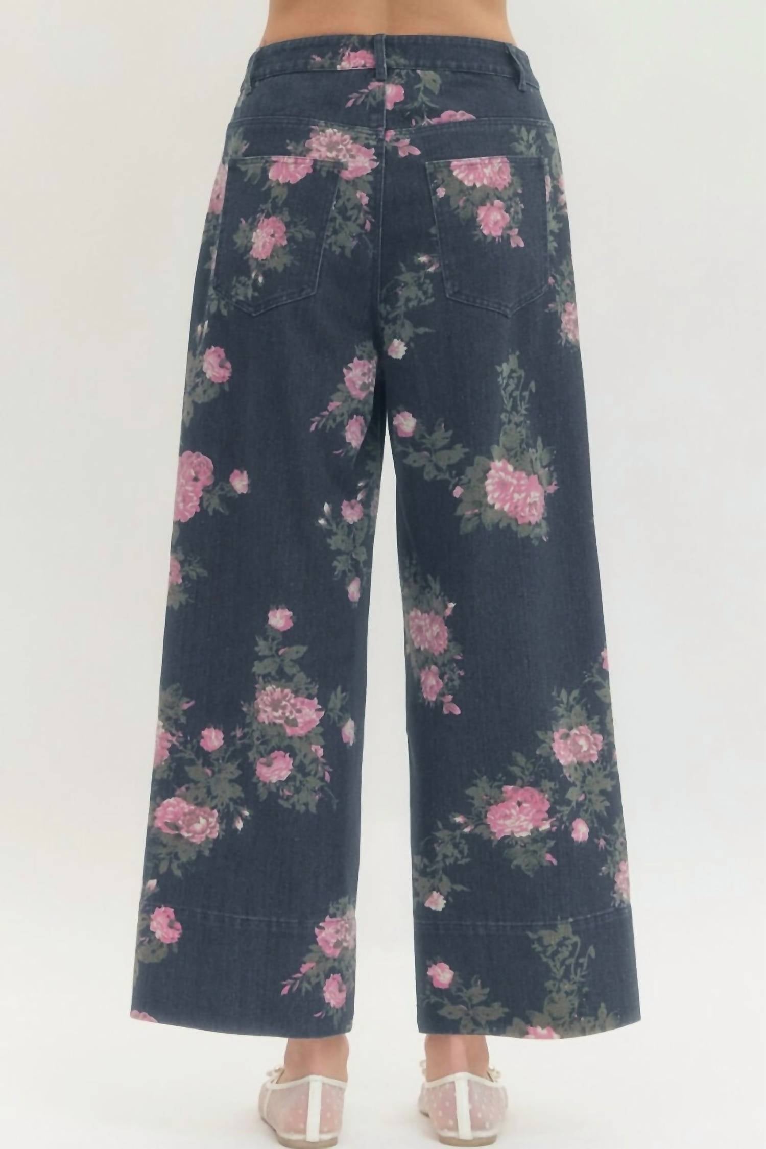 Entro - Margaux Floral Print Denim Pants