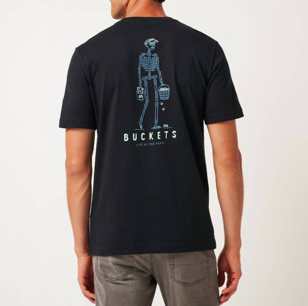 TravisMathew Lost Buckets Short Sleeve Tee in black 1 - men's t-shirt - detail view