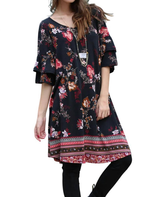 Angie - Floral Double Ruffle Sleeve Dress