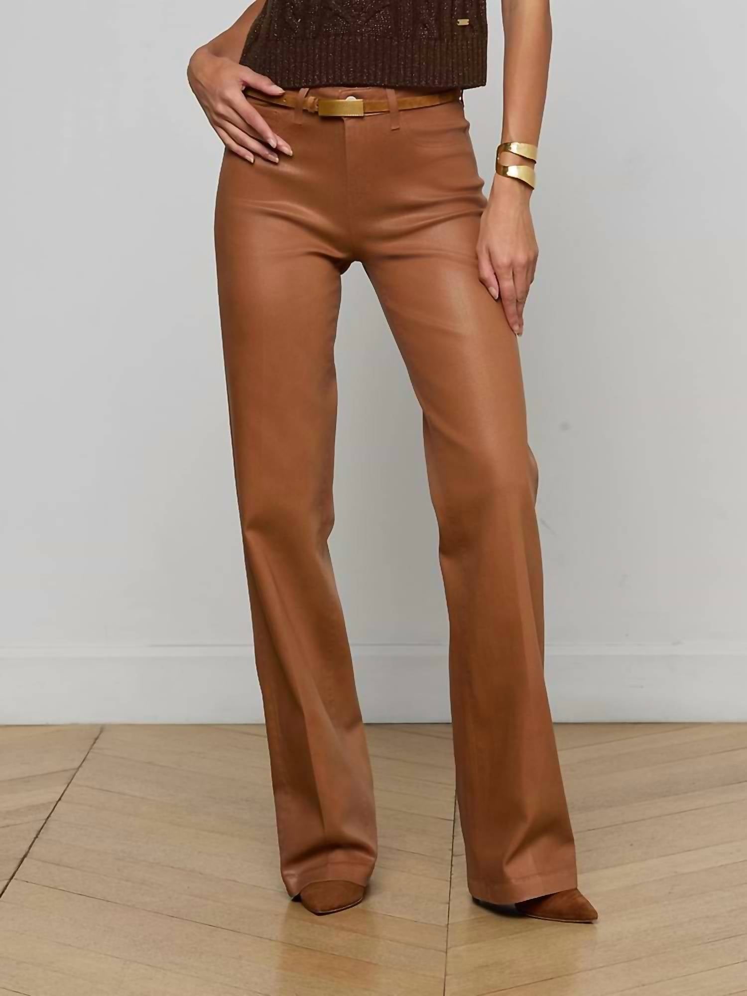 L'Agence - Clayton Coated Wide-leg Jeans