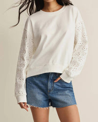 Z Supply - Mosaic Knit Eyelet Sleeve Sweatshirt