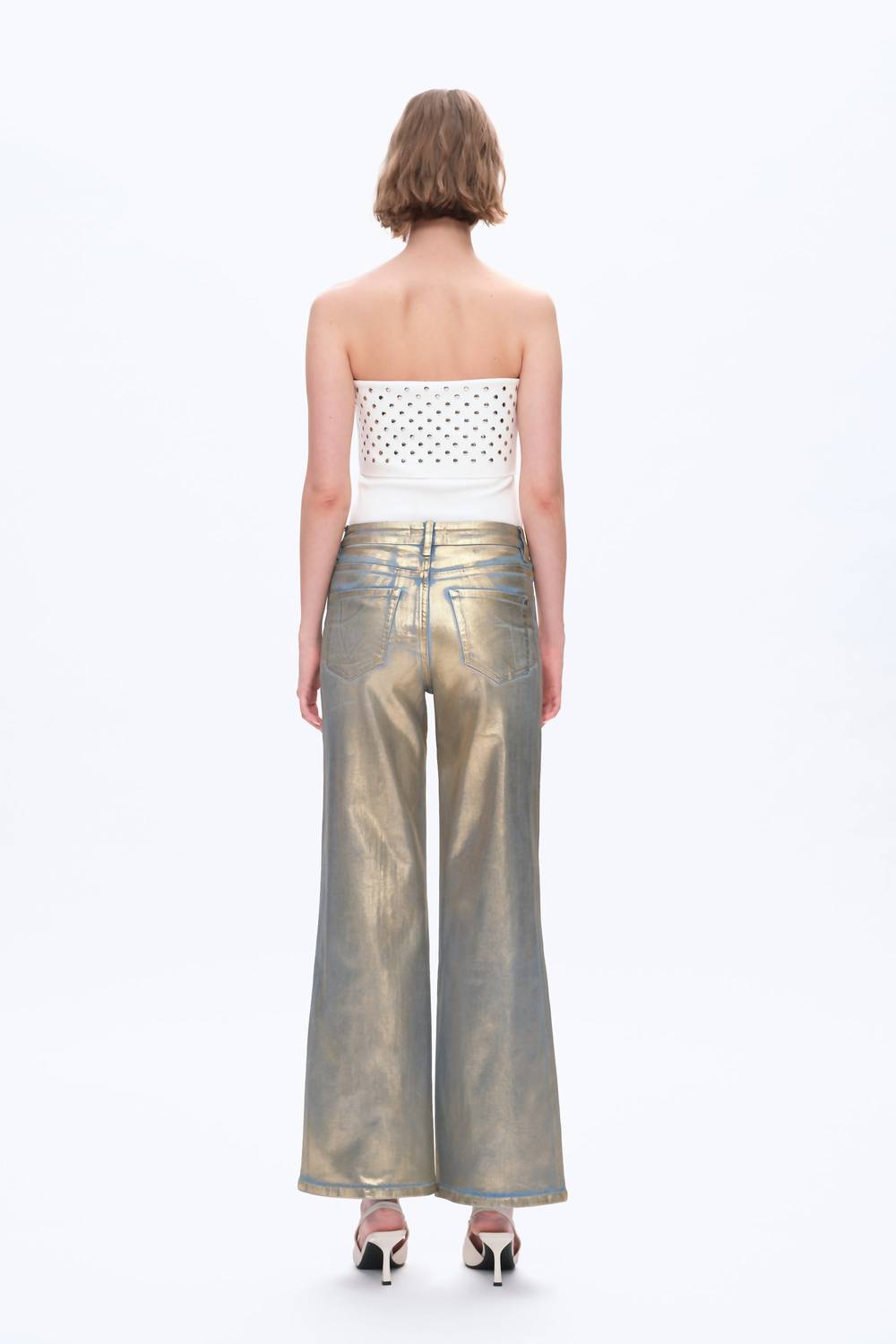 Bayeas Golden Girl Denim Wide Leg Jeans - women's jeans - detail view