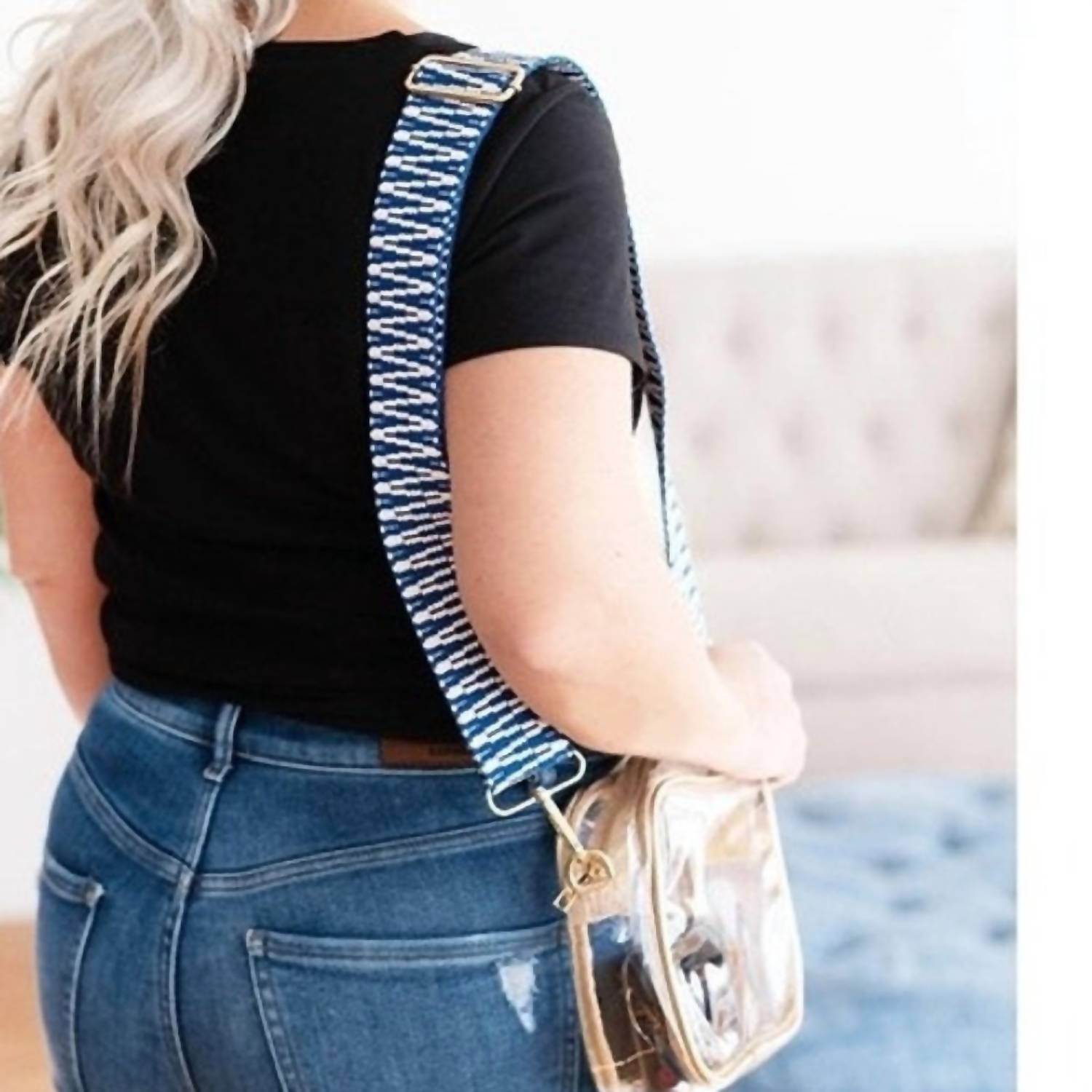 Viv & Lou Women's Textured Adjustable Detachable Crossbody Bag Purse Strap in royal blue - women's item - view 4
