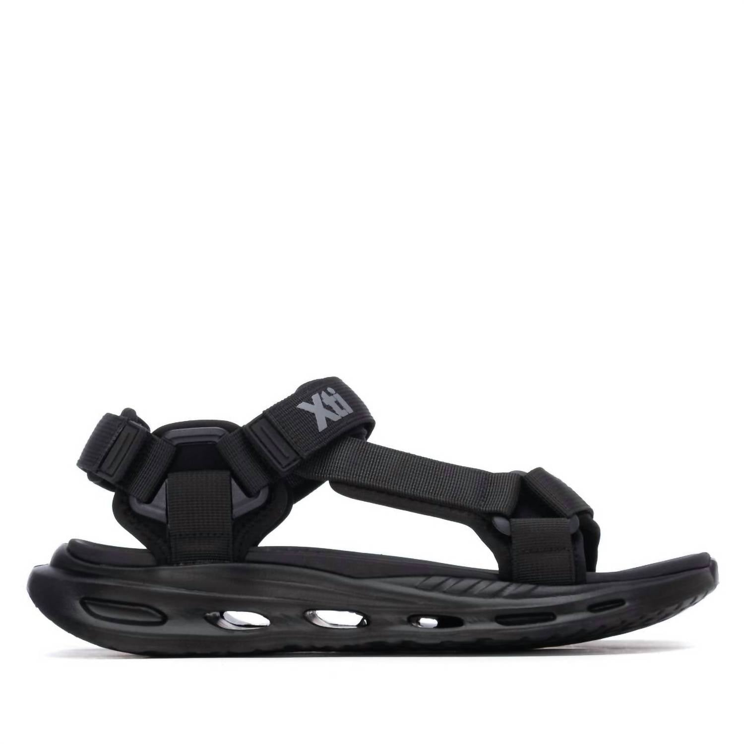 Xti Men's Airsole Ergonomic T-strap Sandals in black - men's sandal - detail view