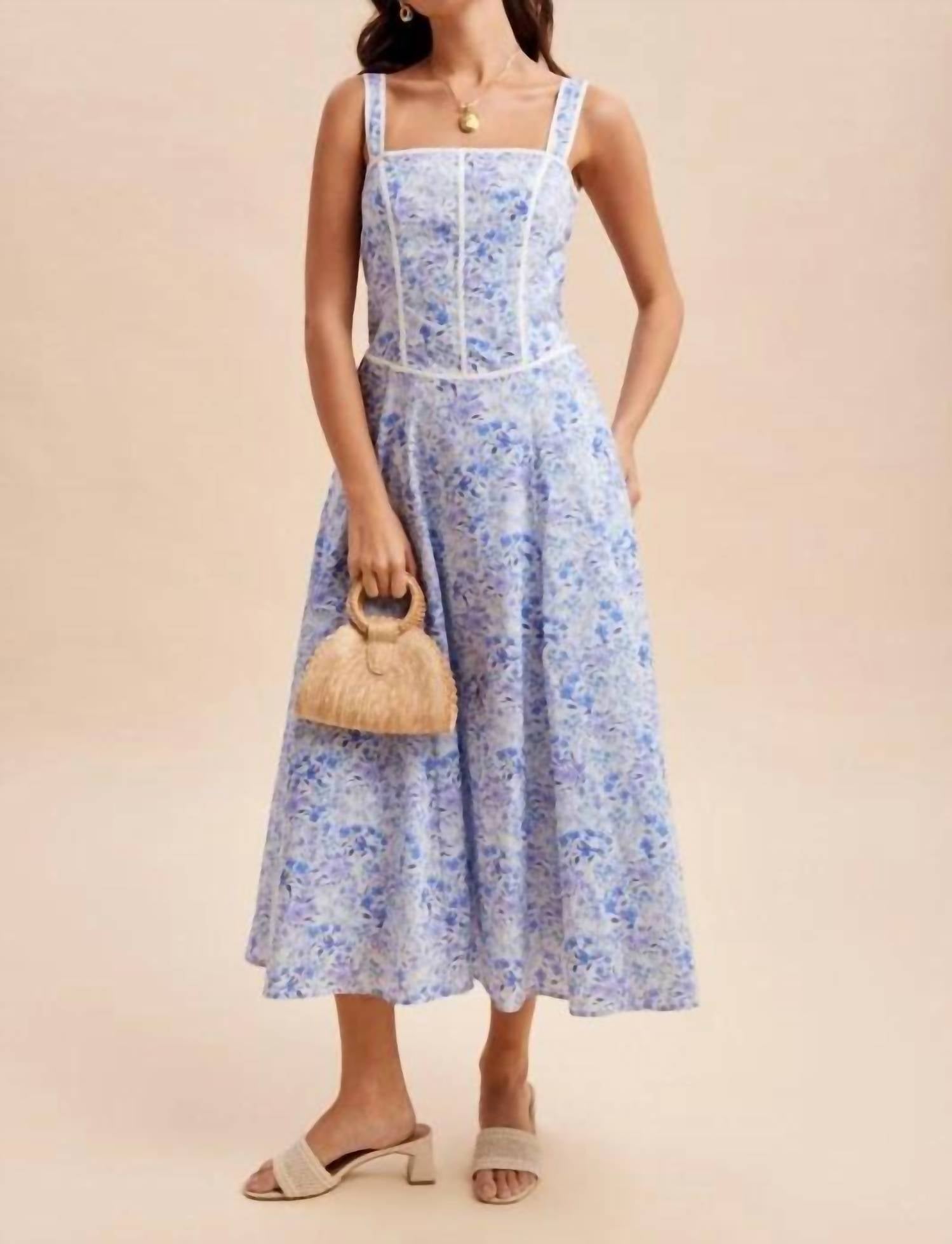 In-Loom - Contrast Piped Floral Maxi Dress
