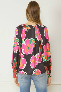 Entro - Satin Floral Blouse