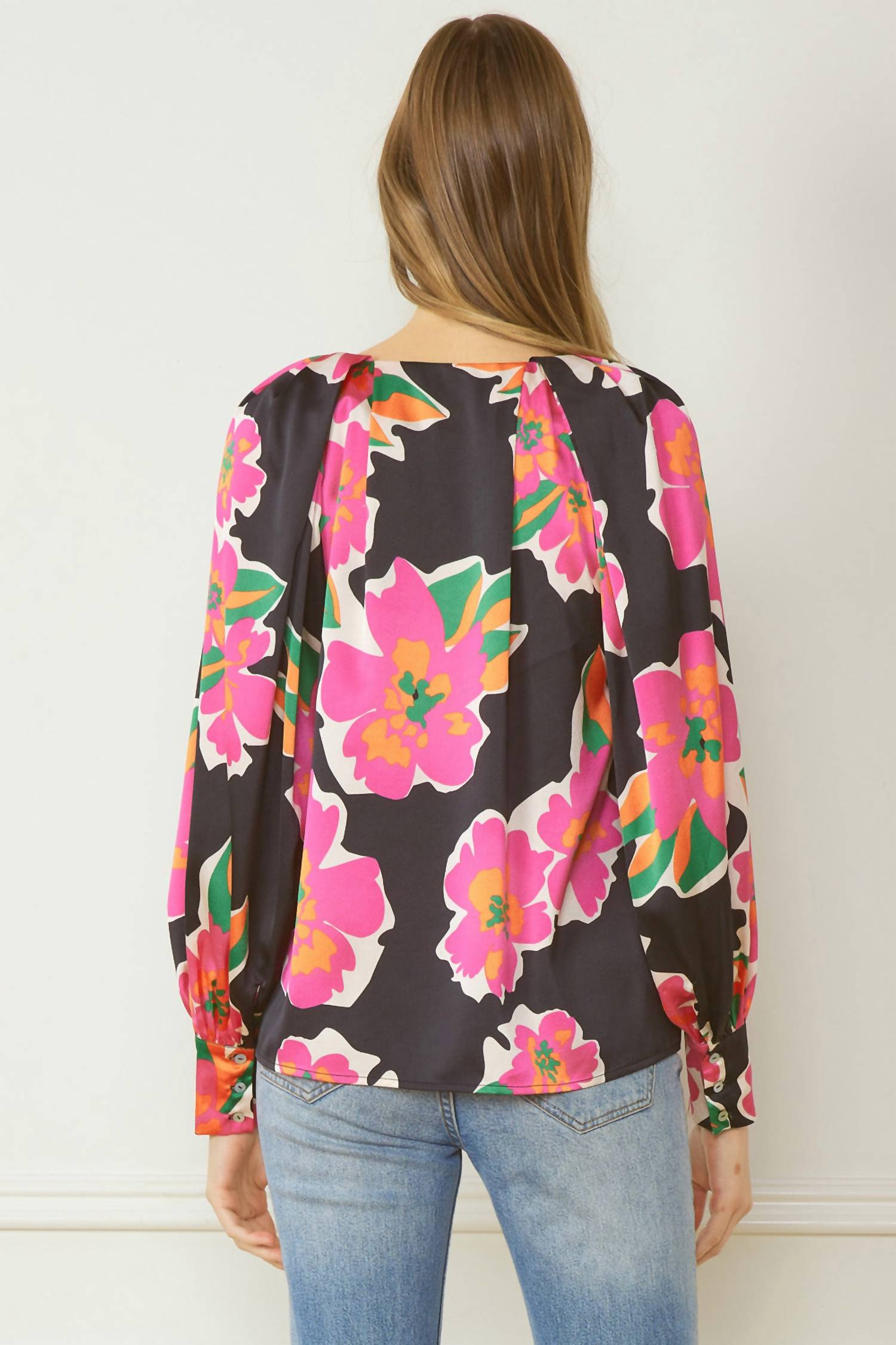 Entro - Satin Floral Blouse