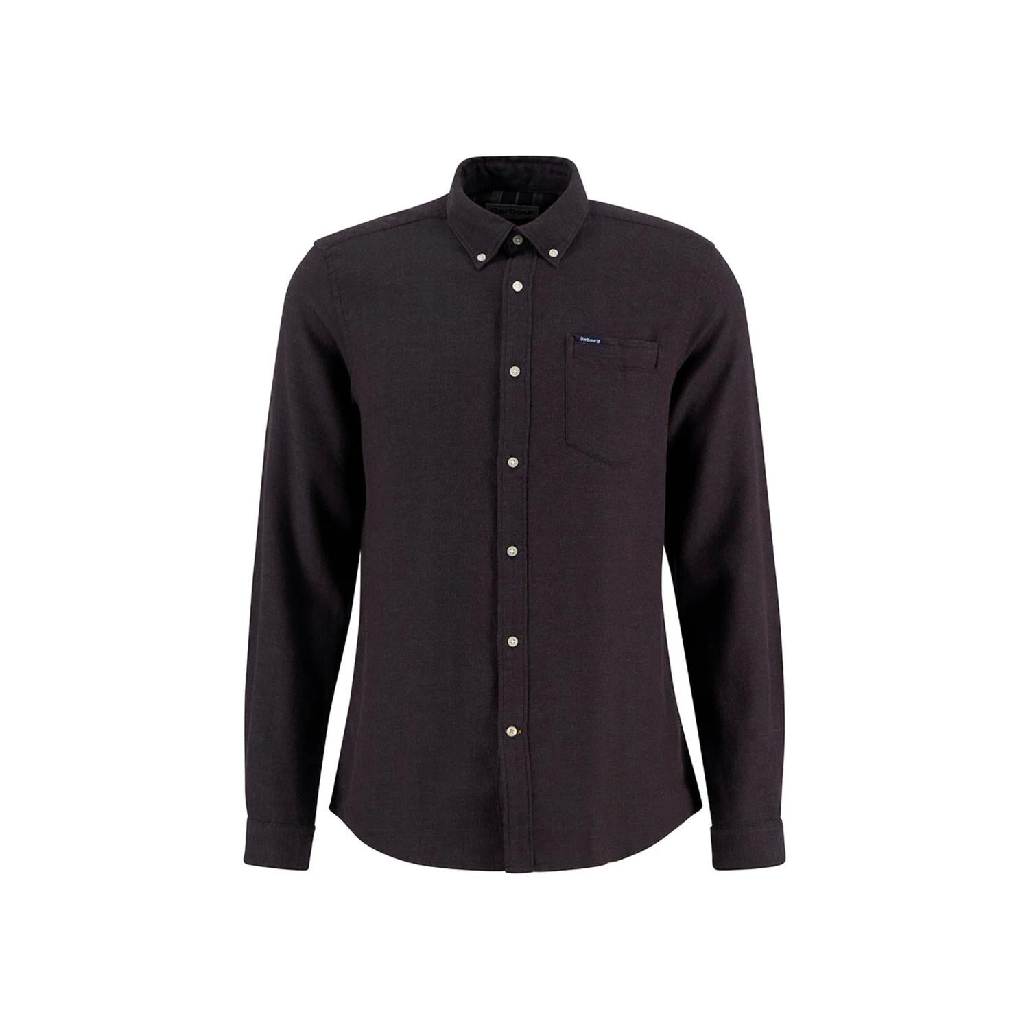 Barbour Men's Buckley Tailored Herringbone Shirt in dark oak - men's shirt