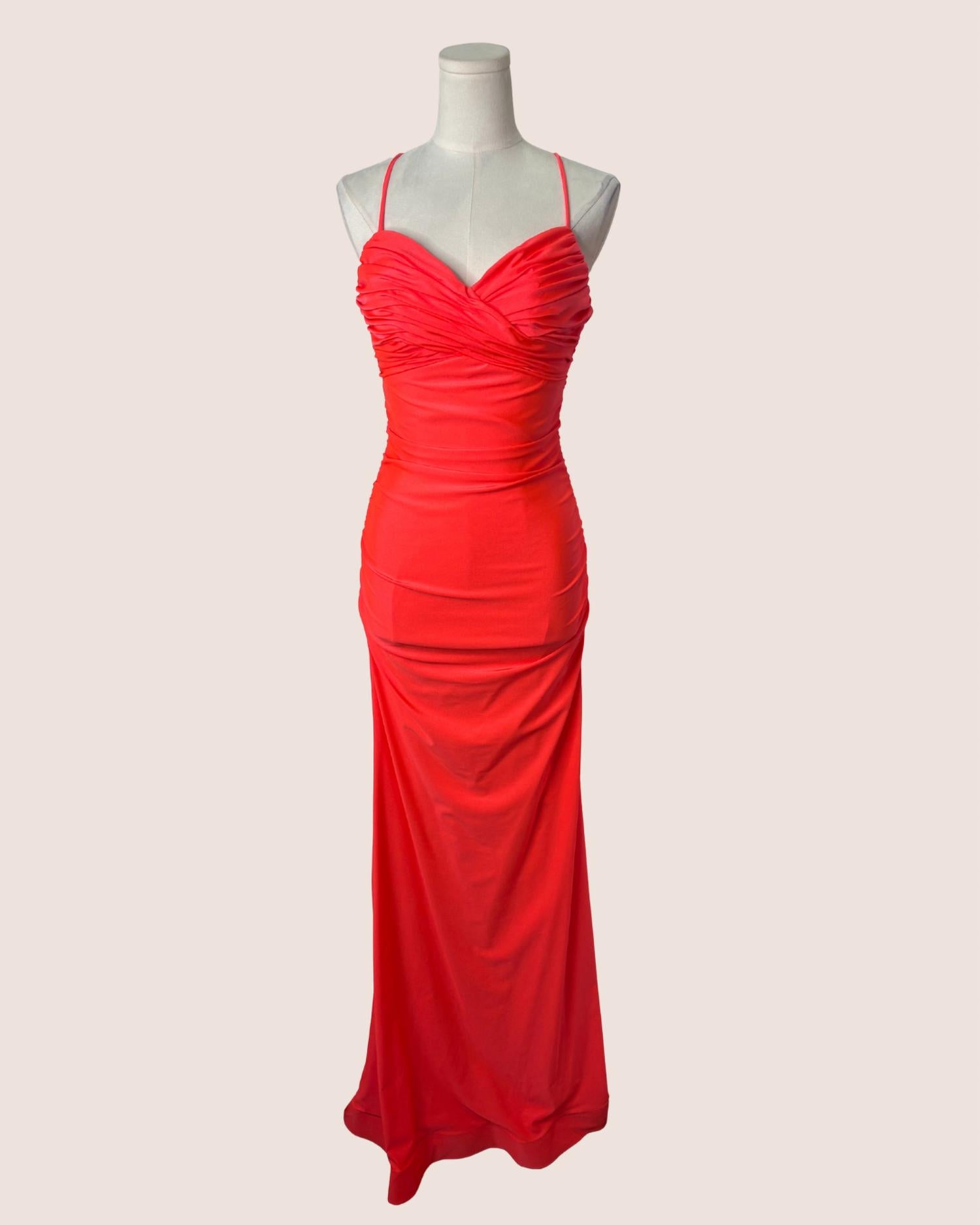 FAVIANA Ruched Bodice Jersey Gown in tropical - women's dress