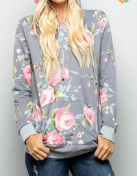 Heimish Usa - Floral hoodie with Kangaroo Pocket