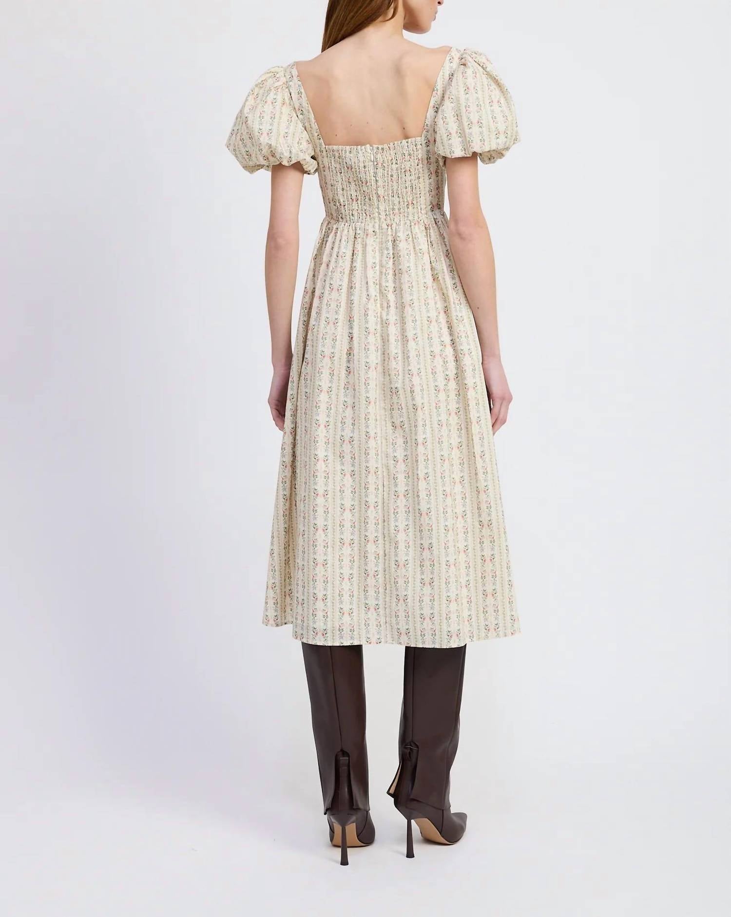 En Saison Rosalia Midi Dress in beige - women's dress - detail view