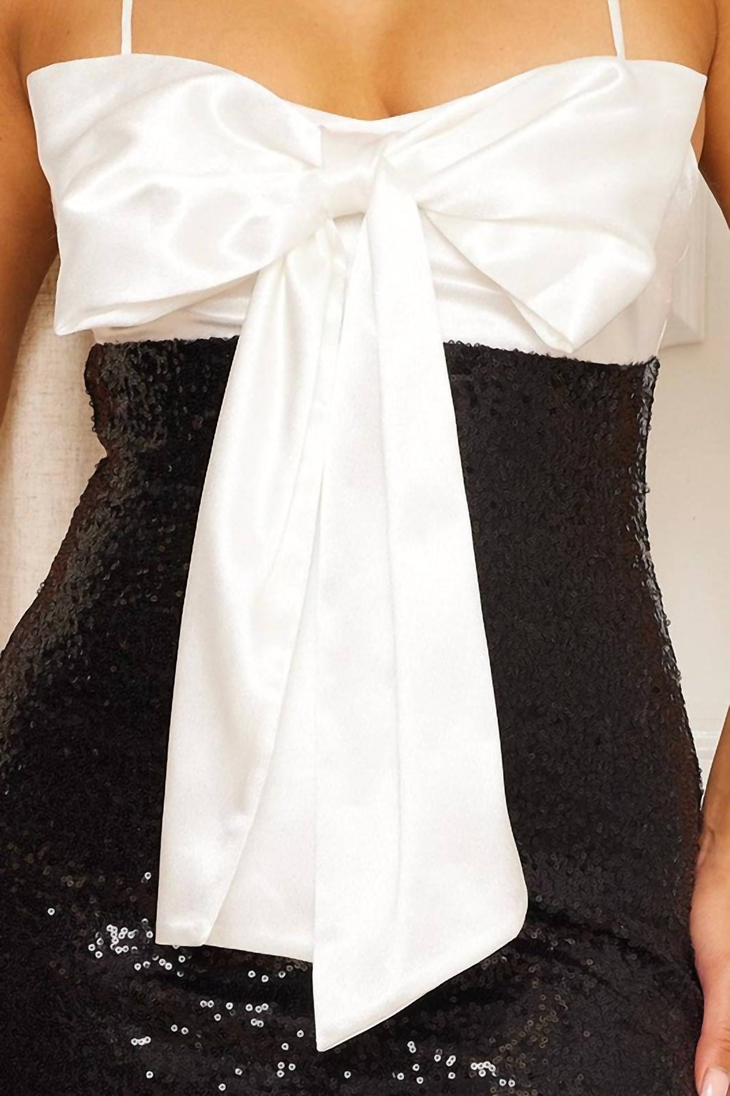 Symphony - Sequin Body With Satin Bow Bust Evening Gown
