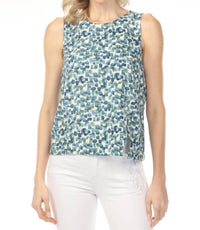 Charlie B - Printed Sleeveless Linen Blend Top