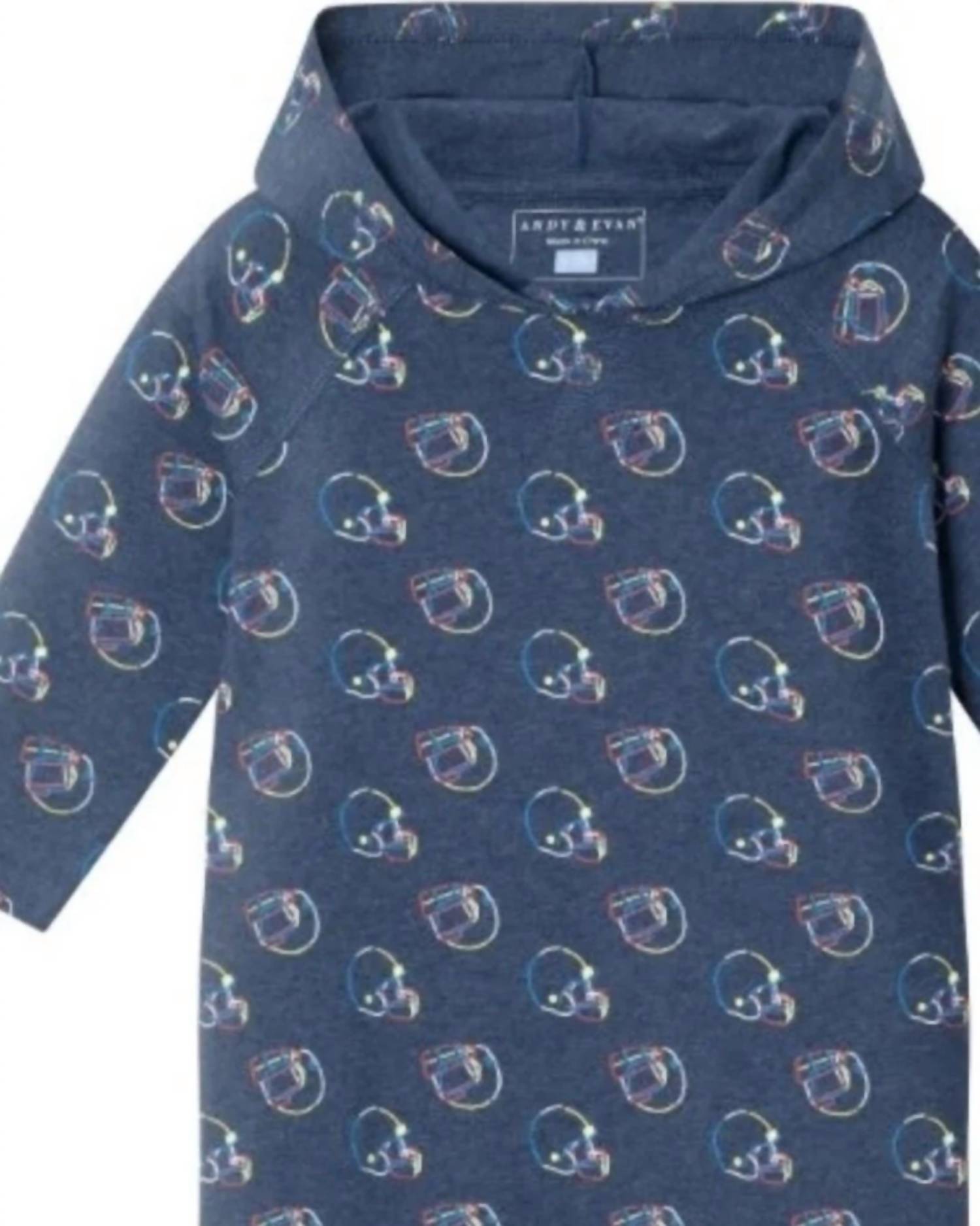 Andy & Evan Kid's Football Hooded Romper in navy - kids' item - detail view