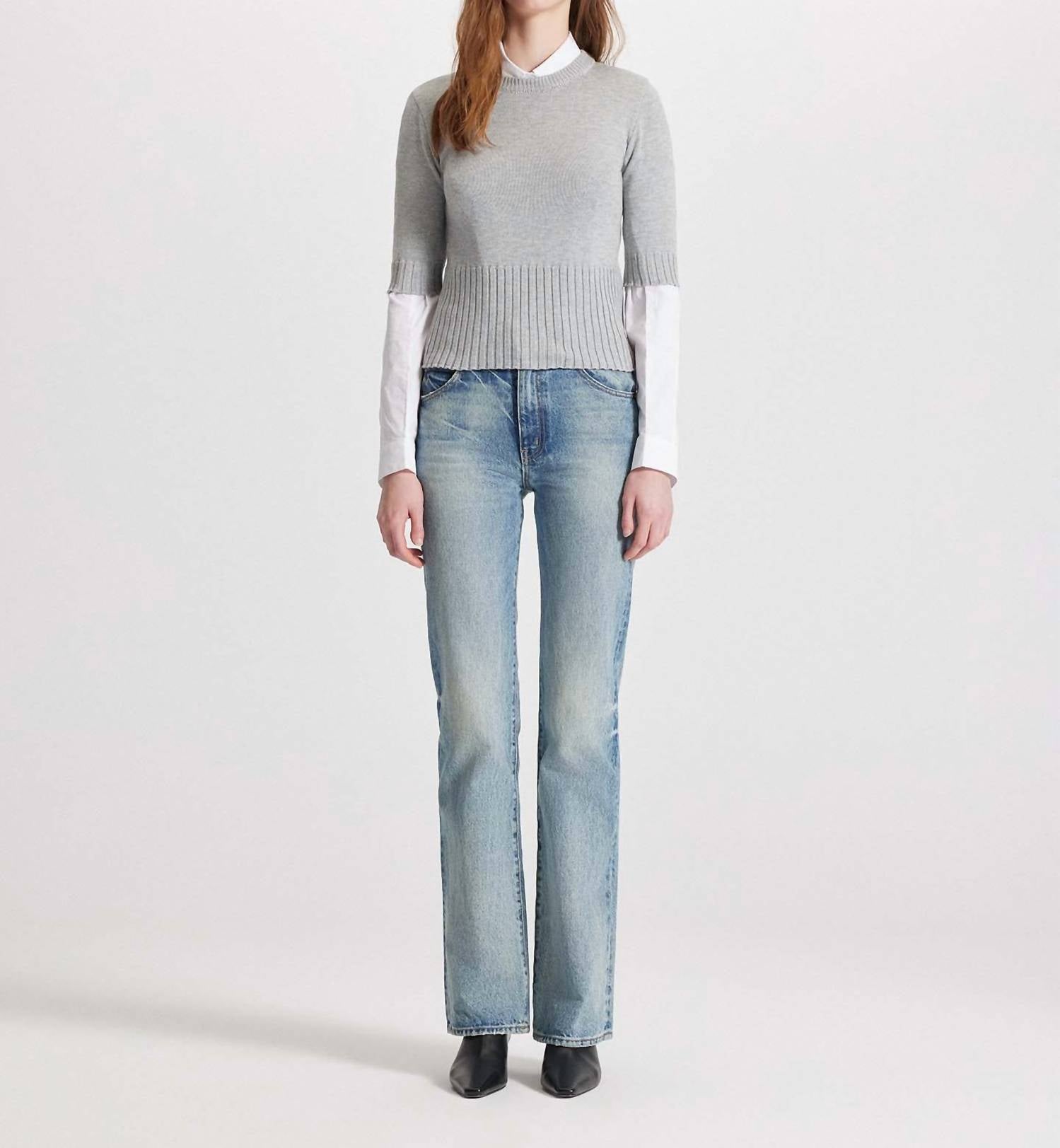 Theo The Label - Women's Nomia Ribbed Waist Crew Sweater Top