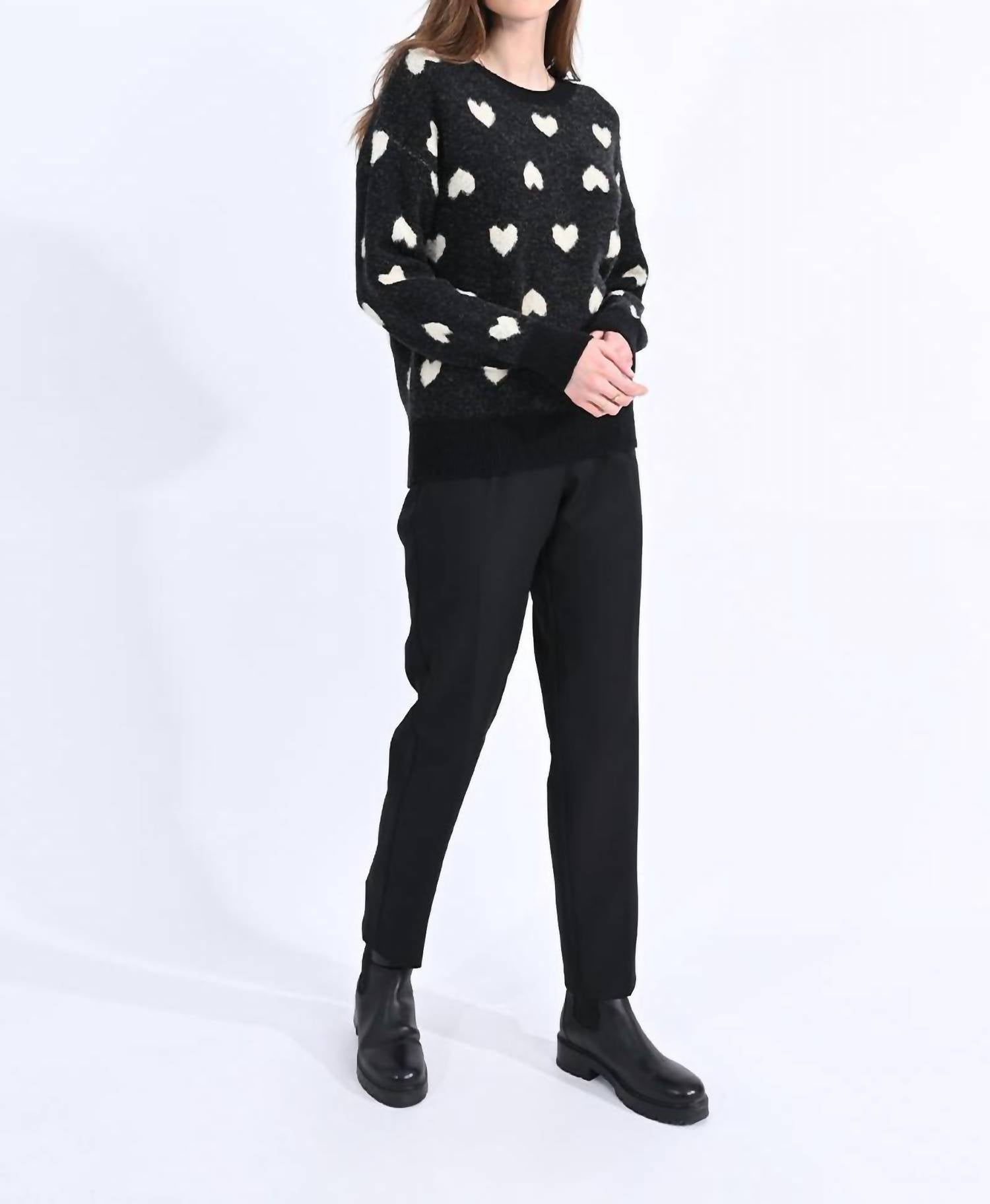 Heart Patterned Knitted Sweater