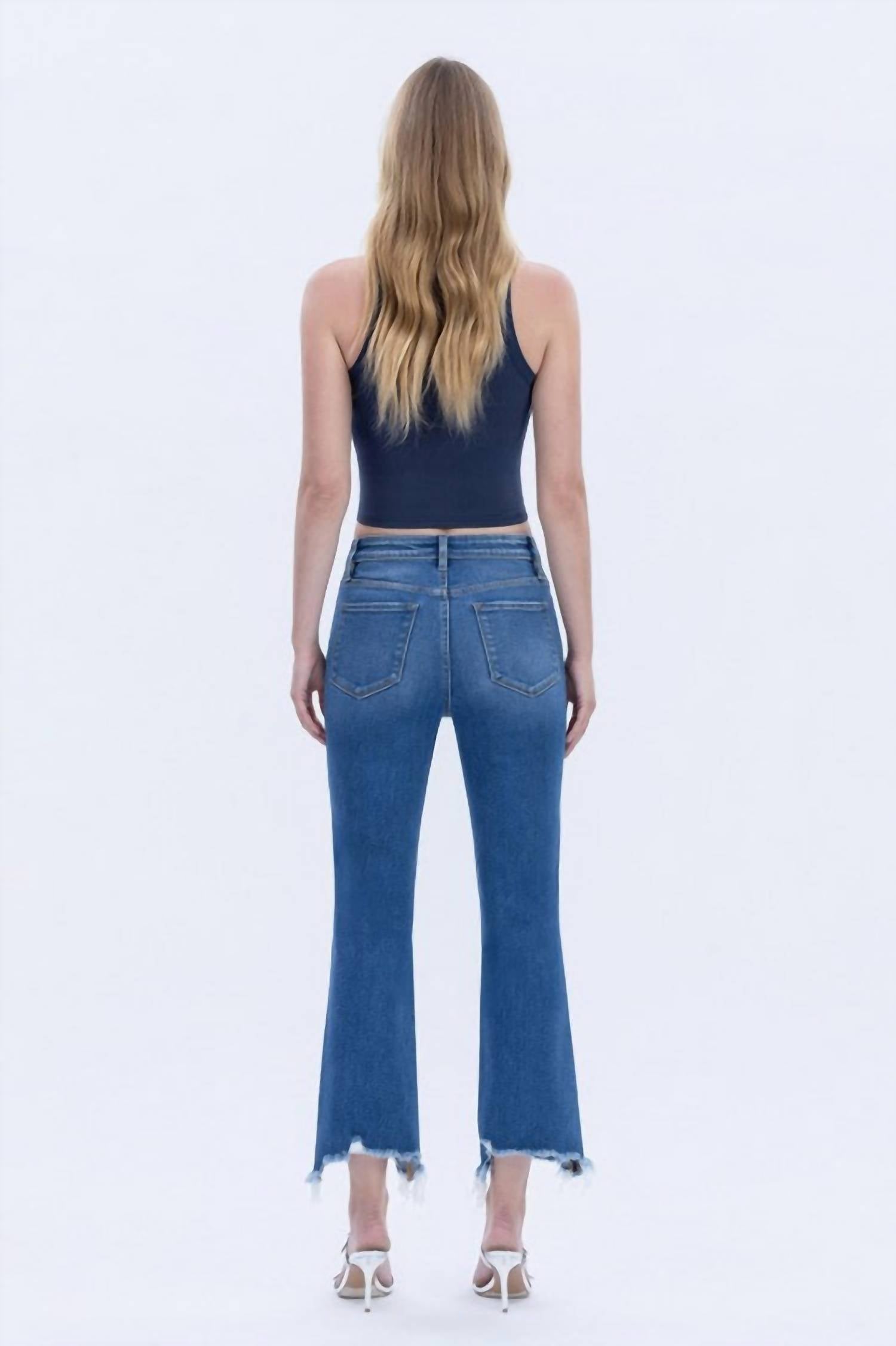Vervet By Flying Monkey - Hannah Distressed Hem Kick Flare Jeans