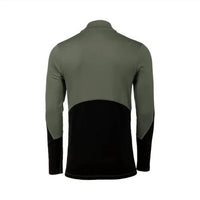 MIZUNO Men's Breath Thermo Half Zip Top in beetle black - men's long sleeve top - detail view