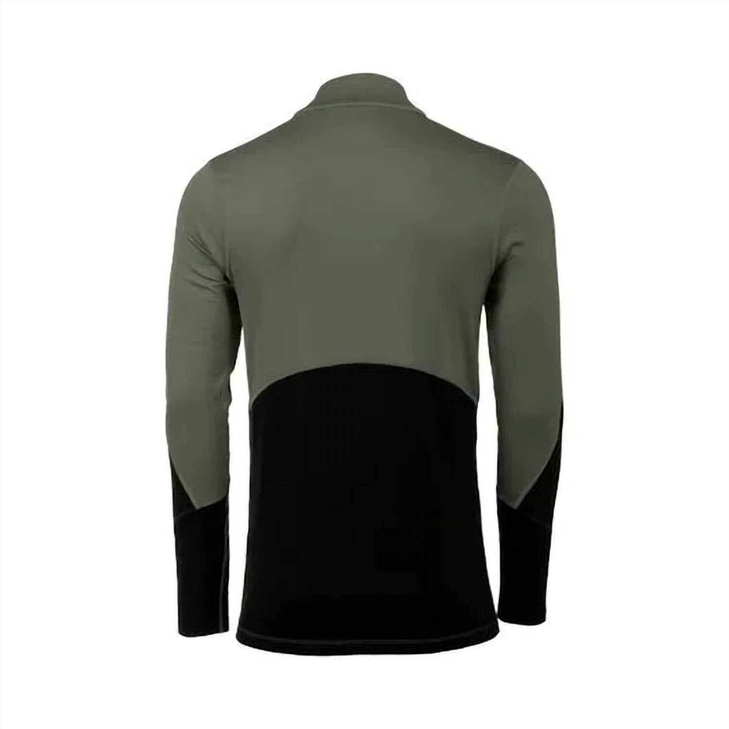 MIZUNO Men's Breath Thermo Half Zip Top in beetle black - men's long sleeve top - detail view
