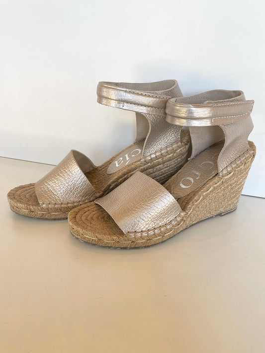 Pedro Garcia - Olany Pebbled Metallic Leather Espadrille Wedge