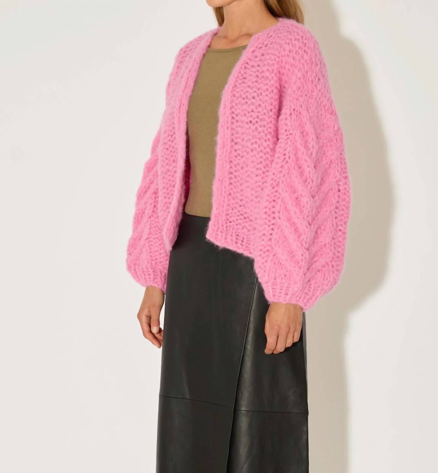 Maiami - Fleecy Alpaca Cable Bomber Cardigan