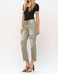 Vervet By Flying Monkey - High Rise Crop Straight Denim Jeans