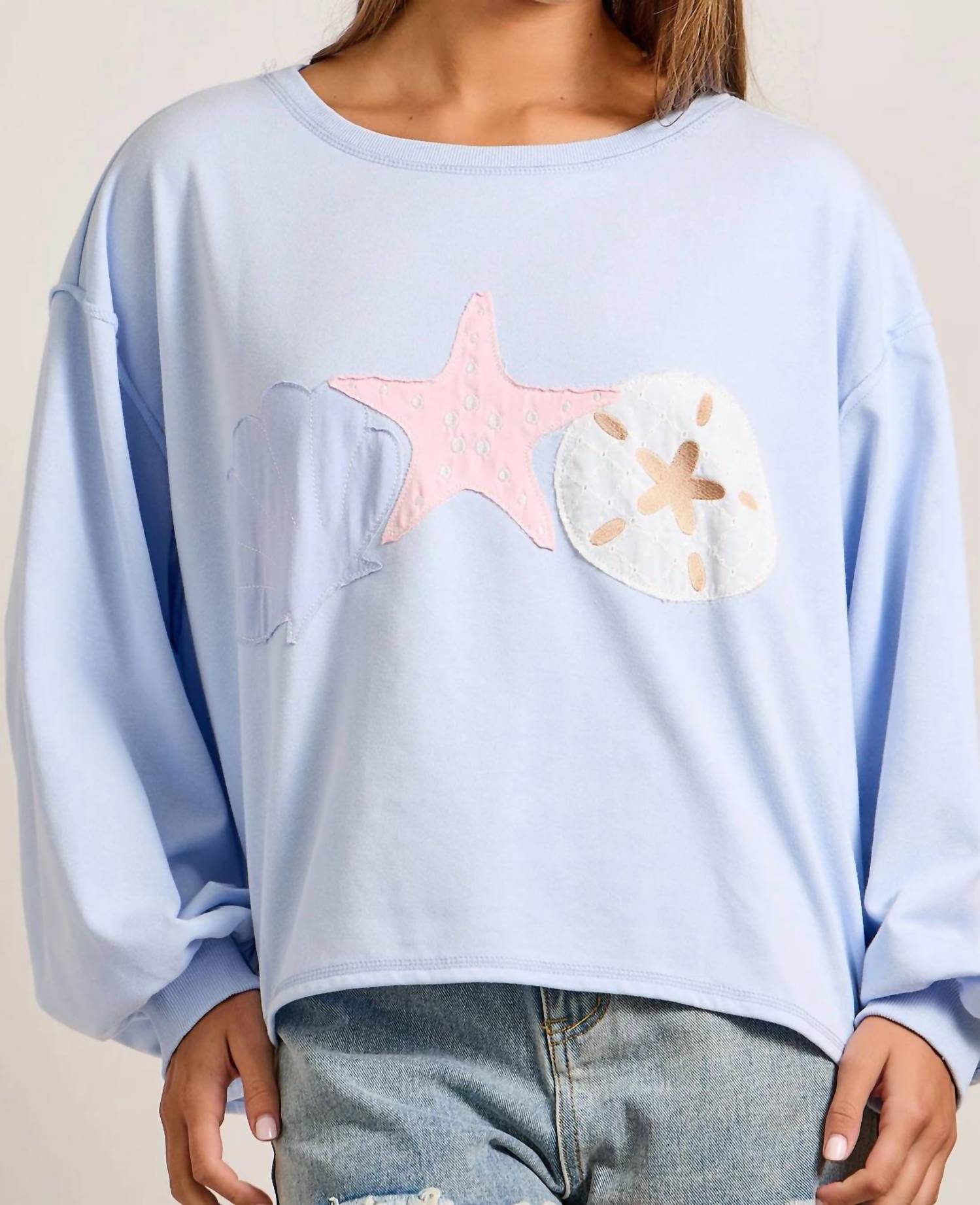 Main Strip - Seashell Patchwork Long Sleeve Top