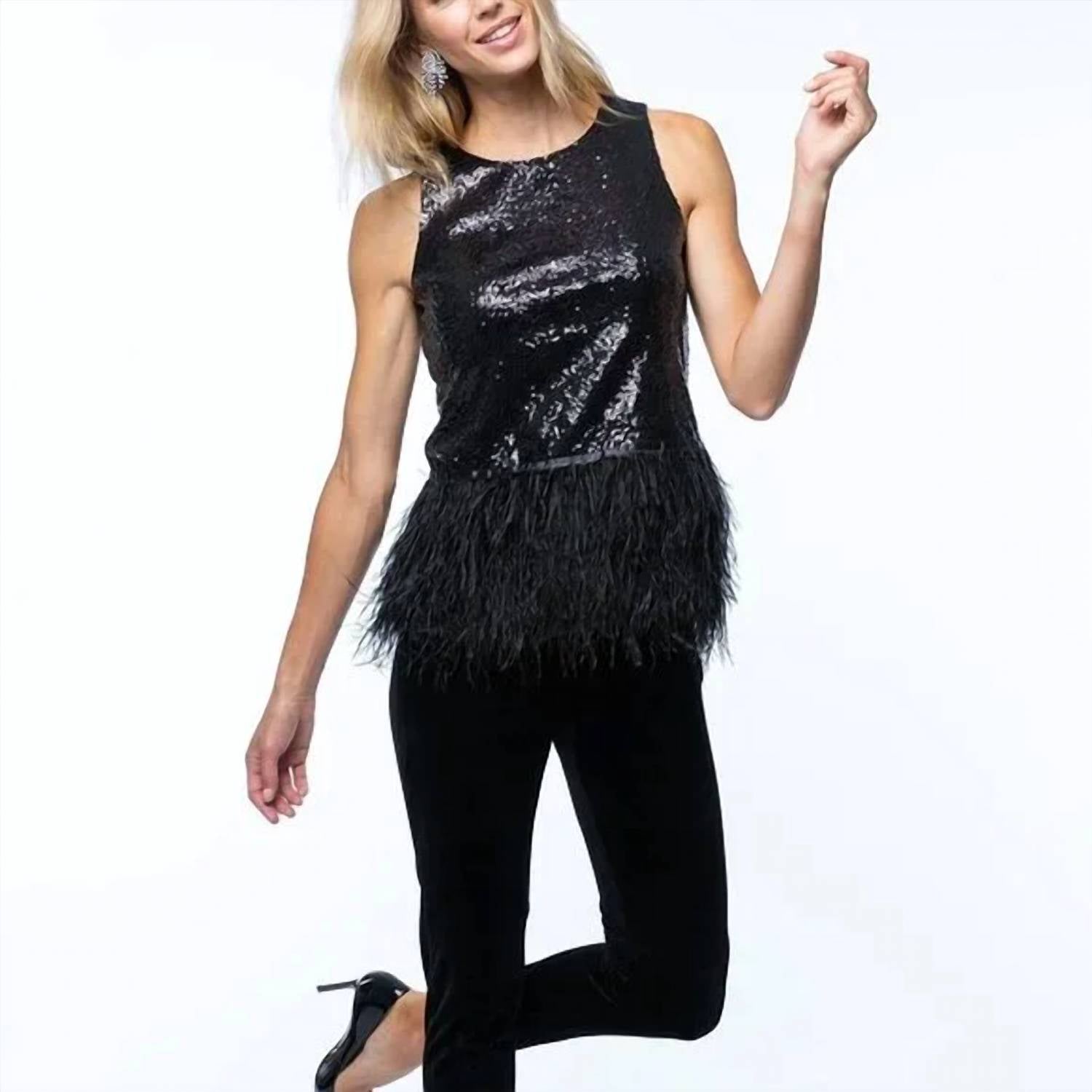 Tyler Boe - Bella Feathered Sequin Top