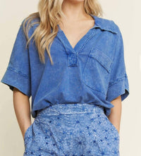 J. Her Women's Lounge Top in cobalt blue - women's shirt