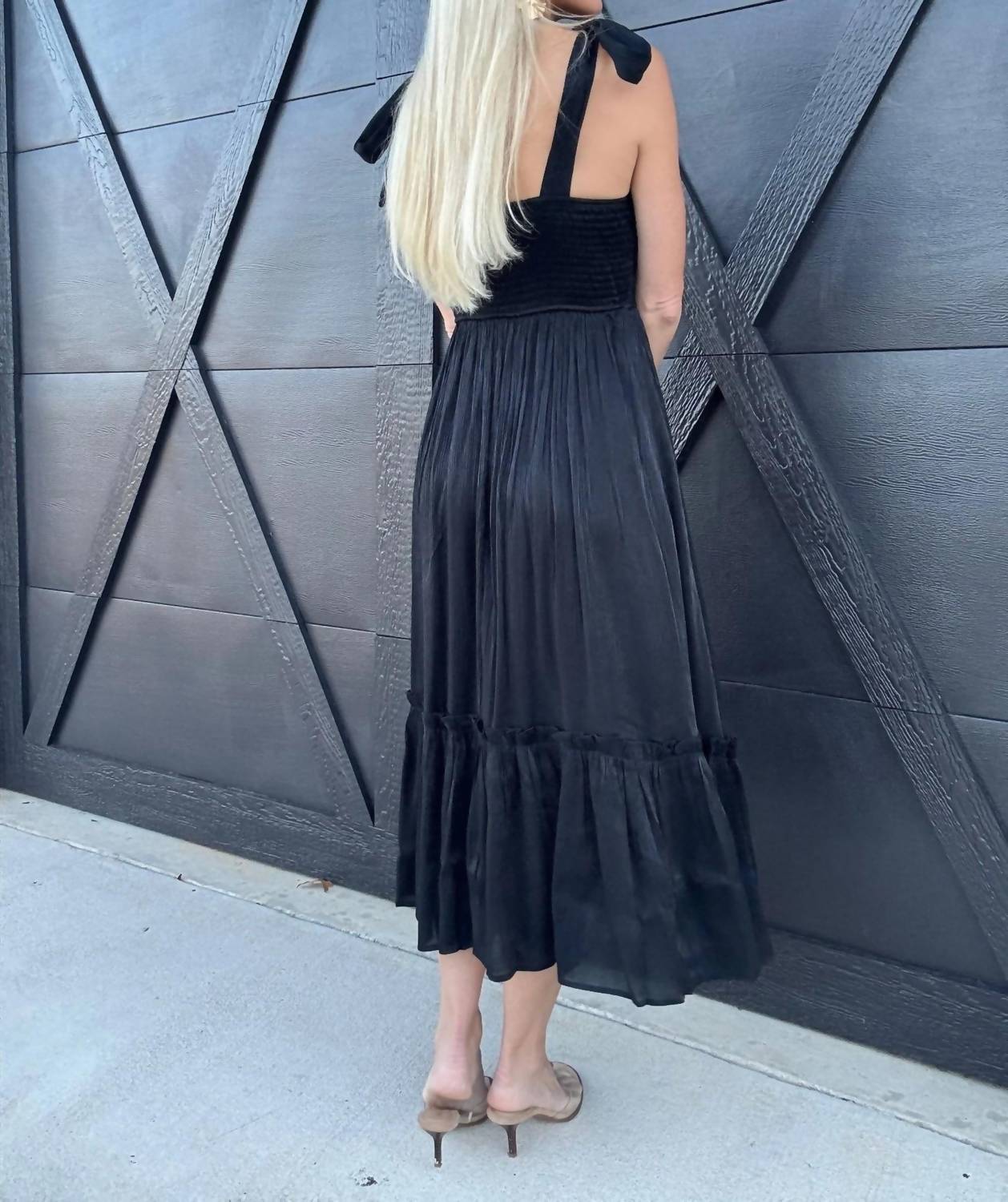 Blu Pepper - Lurex Tie Strap Midi Dress