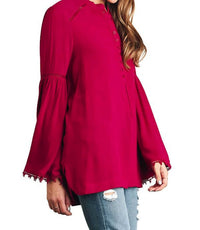 Umgee - Popover Trumpet Sleeve Blouse