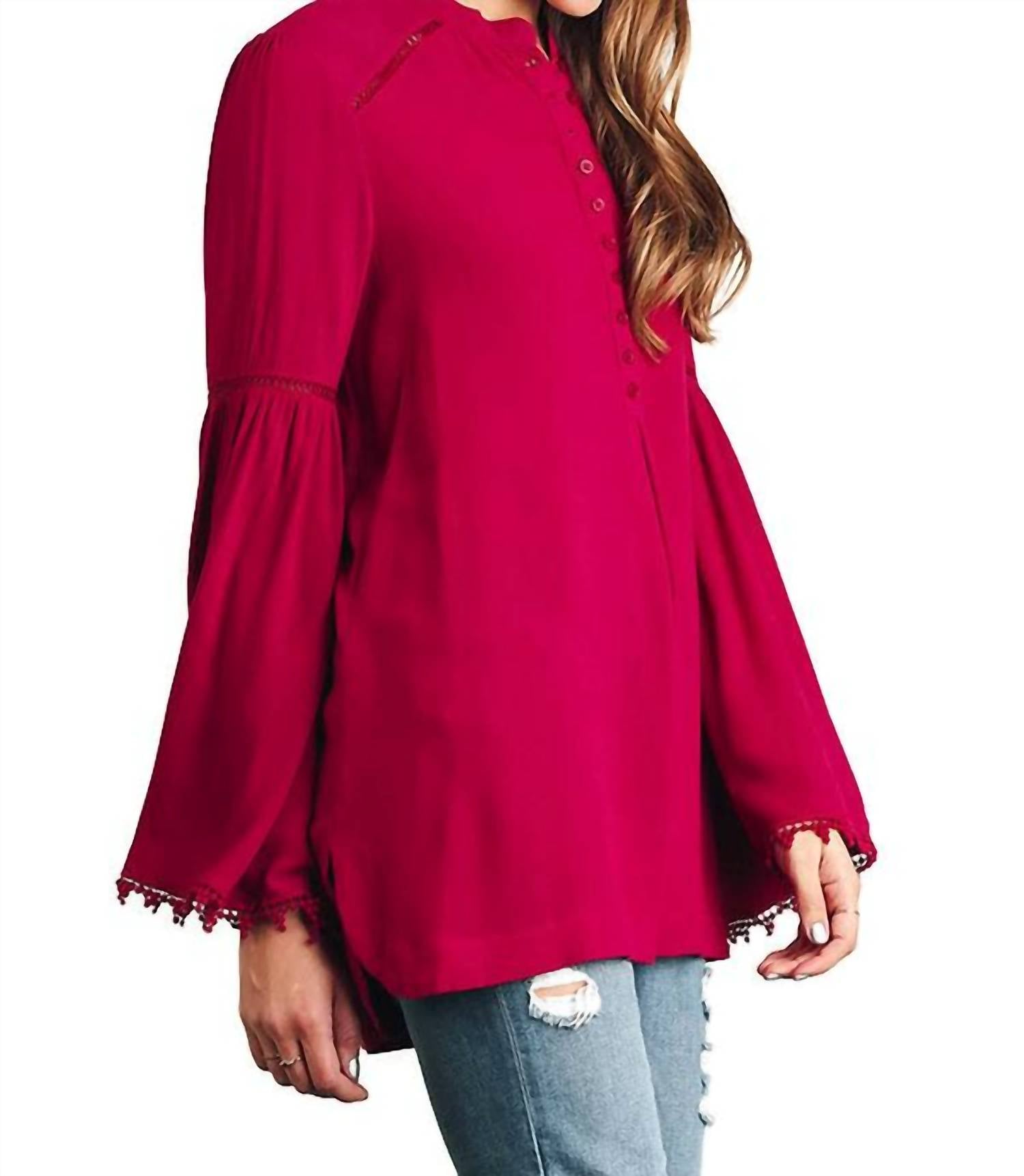Umgee - Popover Trumpet Sleeve Blouse