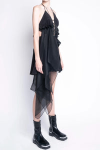 NOT TO BE REPRODUCED CUTOUT OPEN-BACK ASYMMETRIC MINI DRESS
