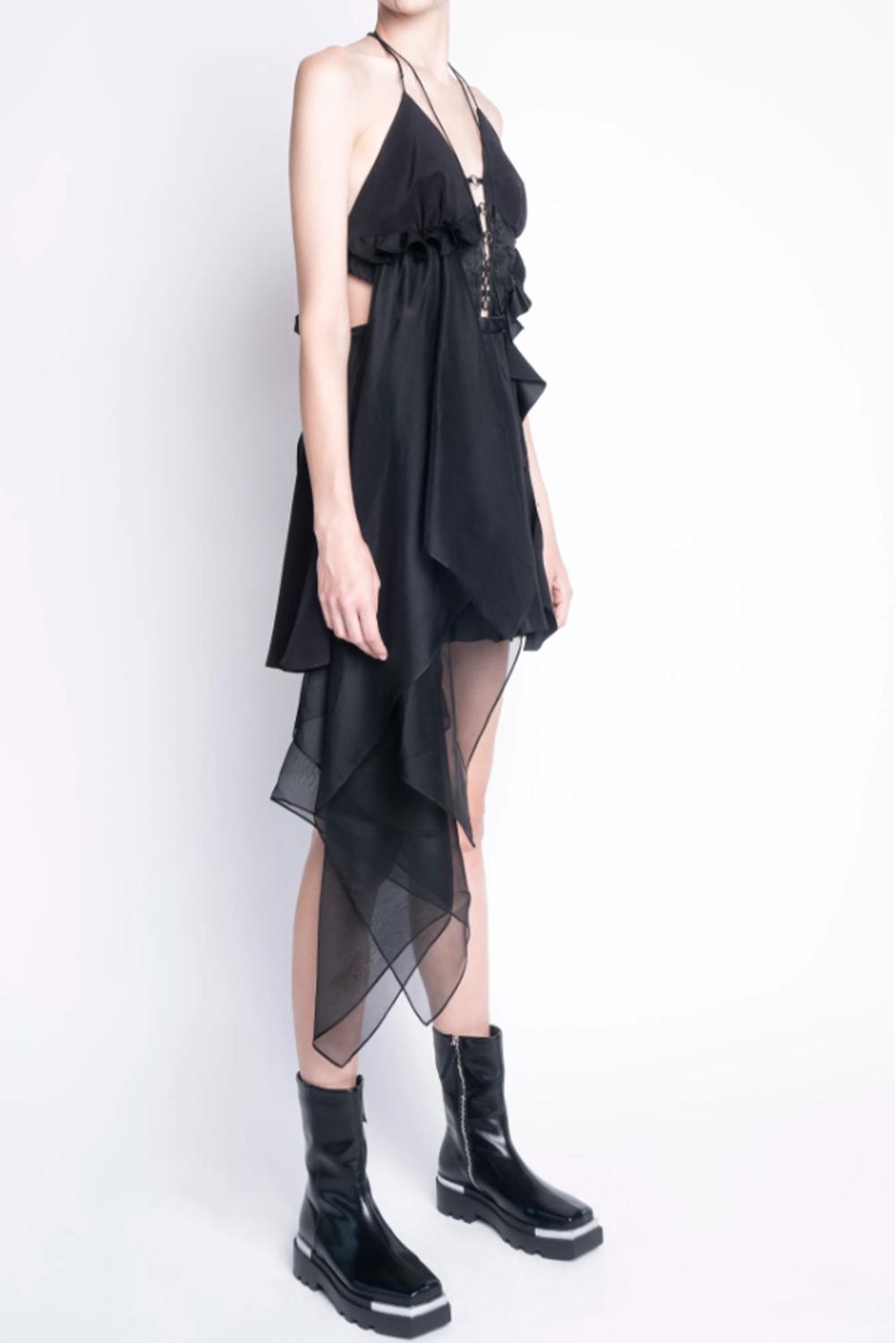 NOT TO BE REPRODUCED CUTOUT OPEN-BACK ASYMMETRIC MINI DRESS