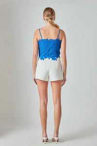 2.7 August Apparel - Lace Crop Fitted Top
