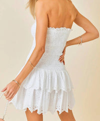 Baby Pink - Eyelet Ruffle Mini Dress