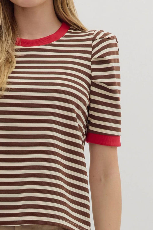 Entro - Ember Stripe Accent Knit Top