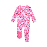 Posh Peanut - Baby Girls Ruffled Zippered Footie