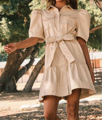 Ces Femme - Faux Leather Tiered Dress