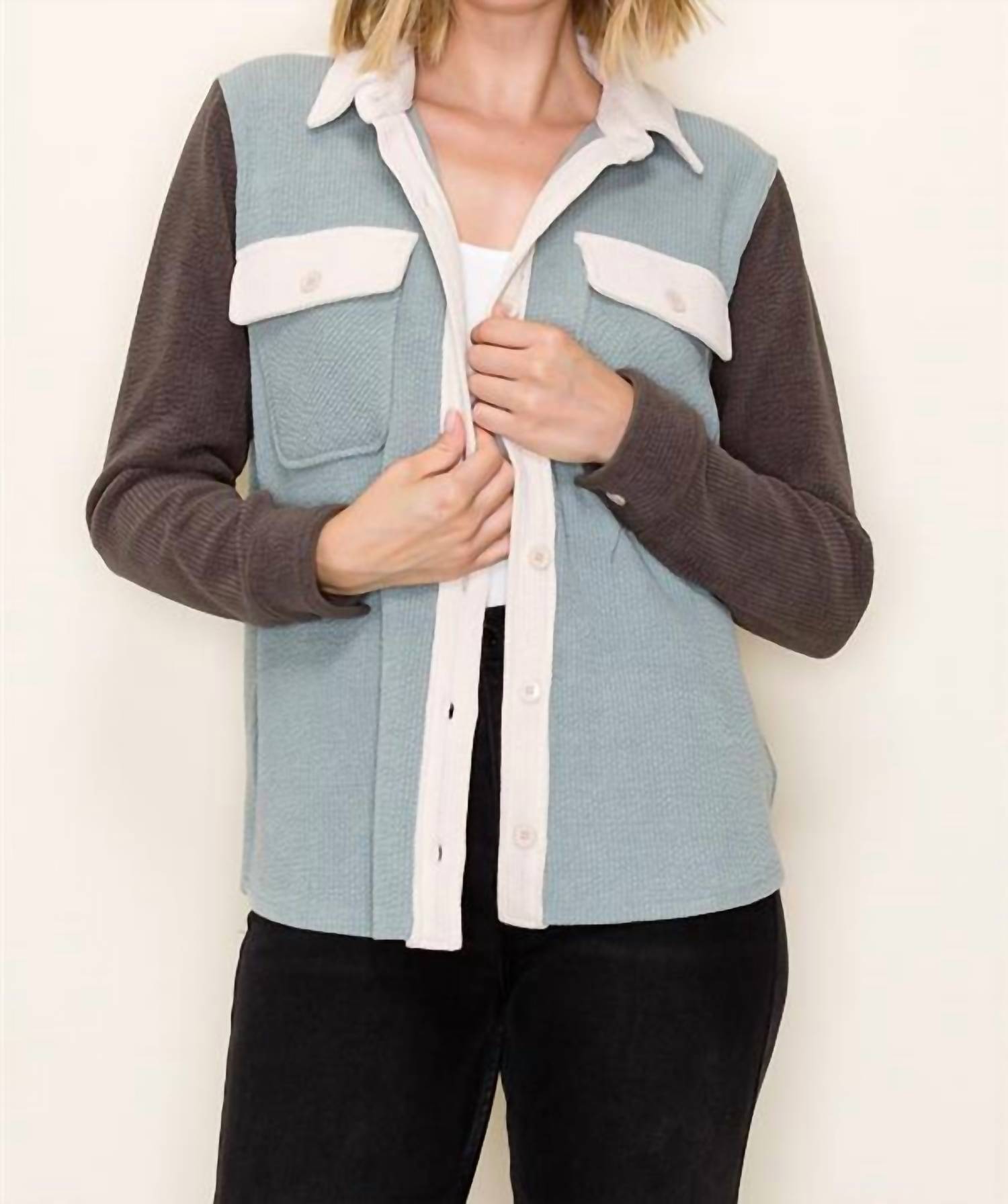 Staccato - Color Block Button Up Shacket