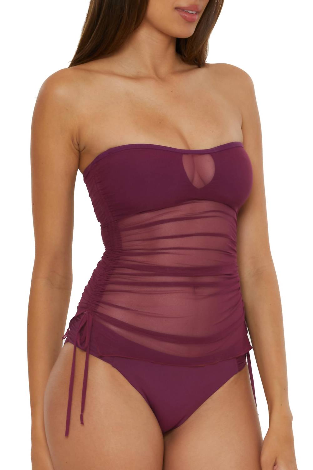 BECCA Muse Bandeau Tankini Swimsuit in aubergine - women's swimwear - view 4