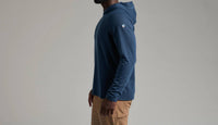 KUHL Influx Hoody in blue ink - men's shirt - detail view