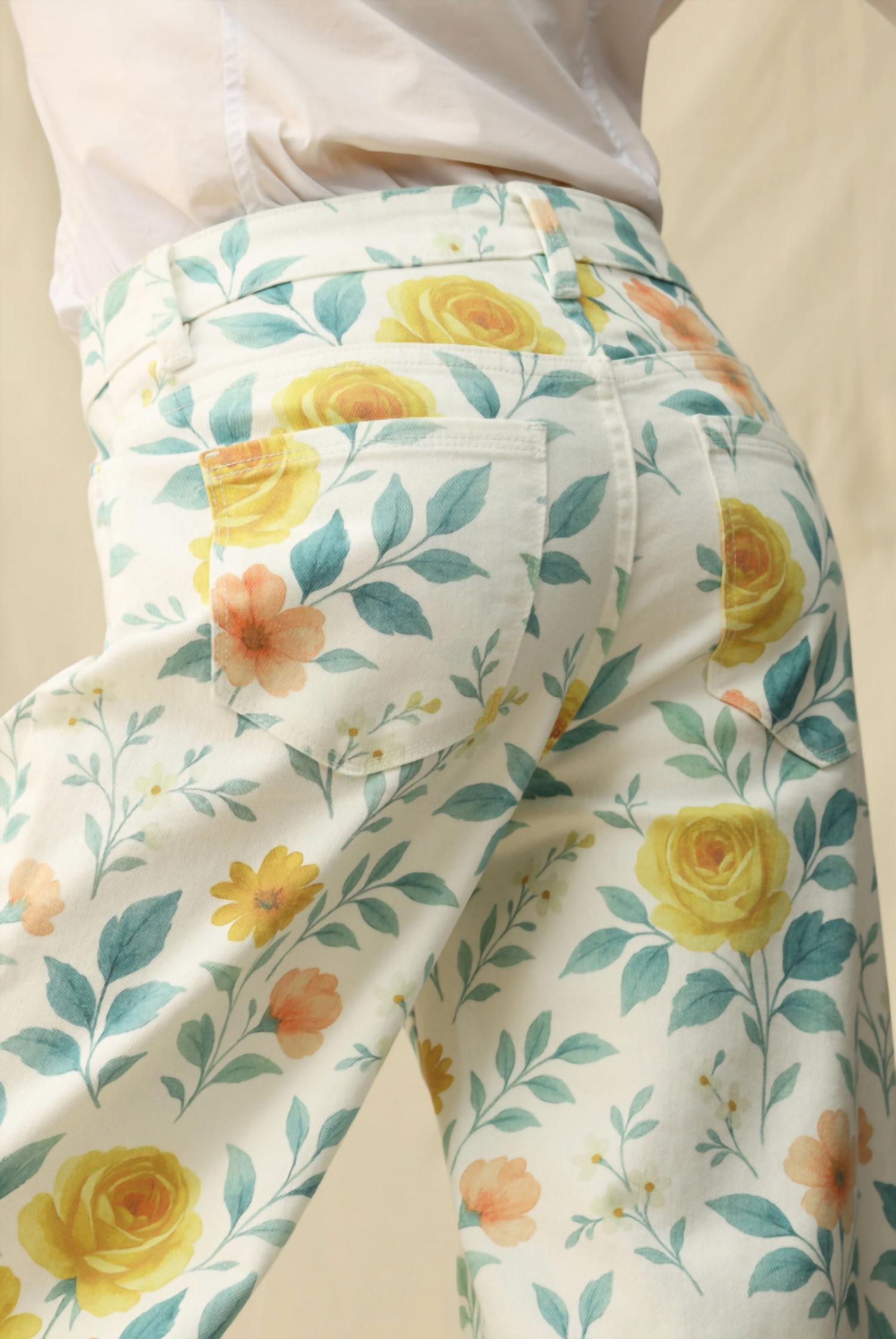 Bayeas Flora High Rise Wide Leg Woven Pants in watercolor bloom - women's pants - view 7