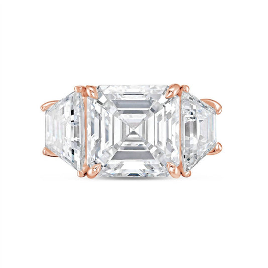 Diana M Jewels - 15.00cts Asscher-cut Lab-grown Diamond Ring With 1.50cts Trapezoid Side Stones