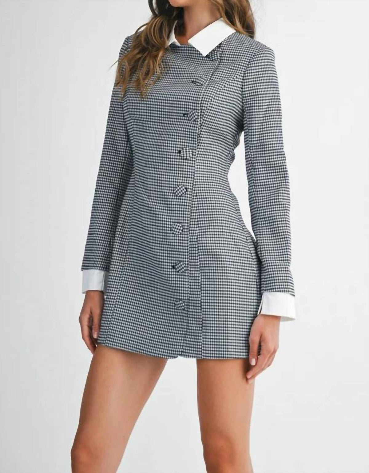 Mable - Stevie Gingham Check Button Mini Dress