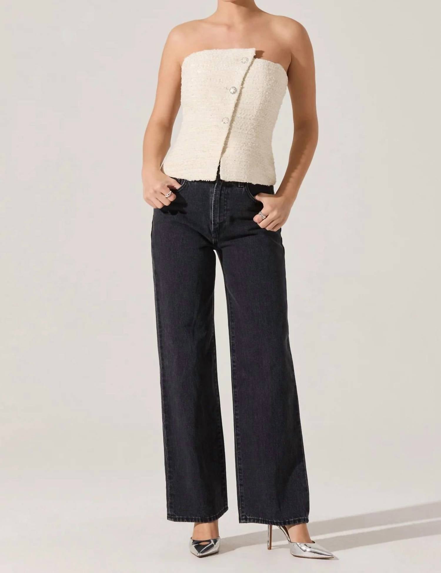 Astr - Xoxo Asymmetrical Tweed Top