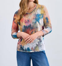 FDJ Fall Bouquet Top in multi - women's long sleeve top