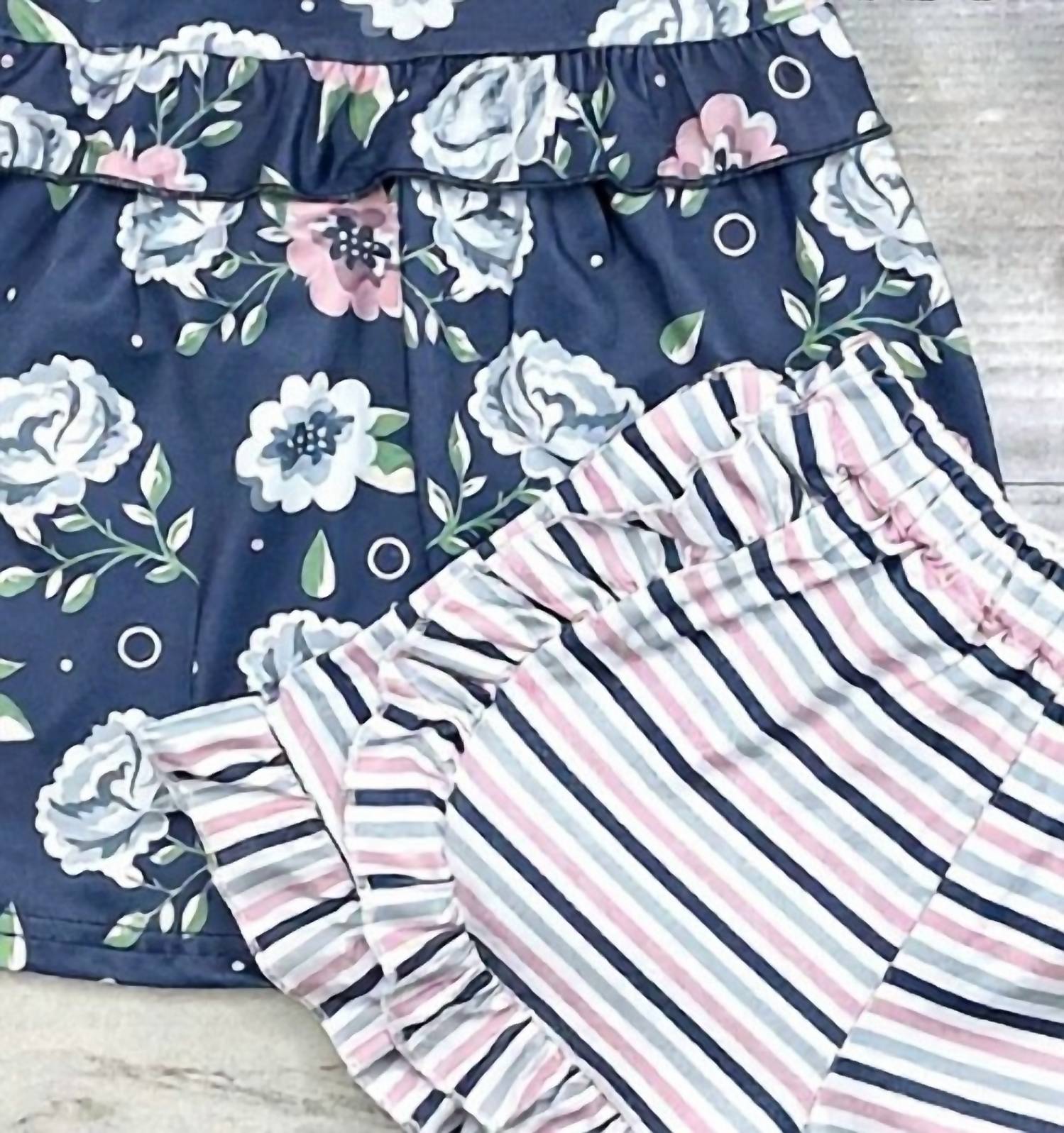 Pete + Lucy - Girls Midnight Rose Short Set
